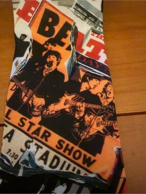 VTG 1996 Ralph Marlin Orange and Black Beatles Anthology II Print Tie